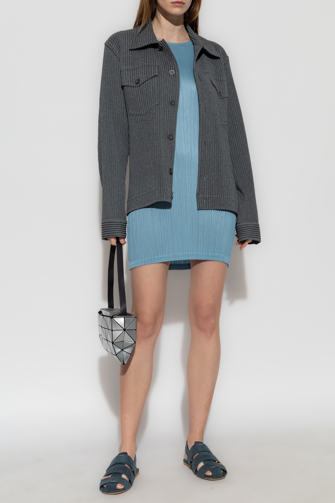 Pleated Jacket, Women's, Grey