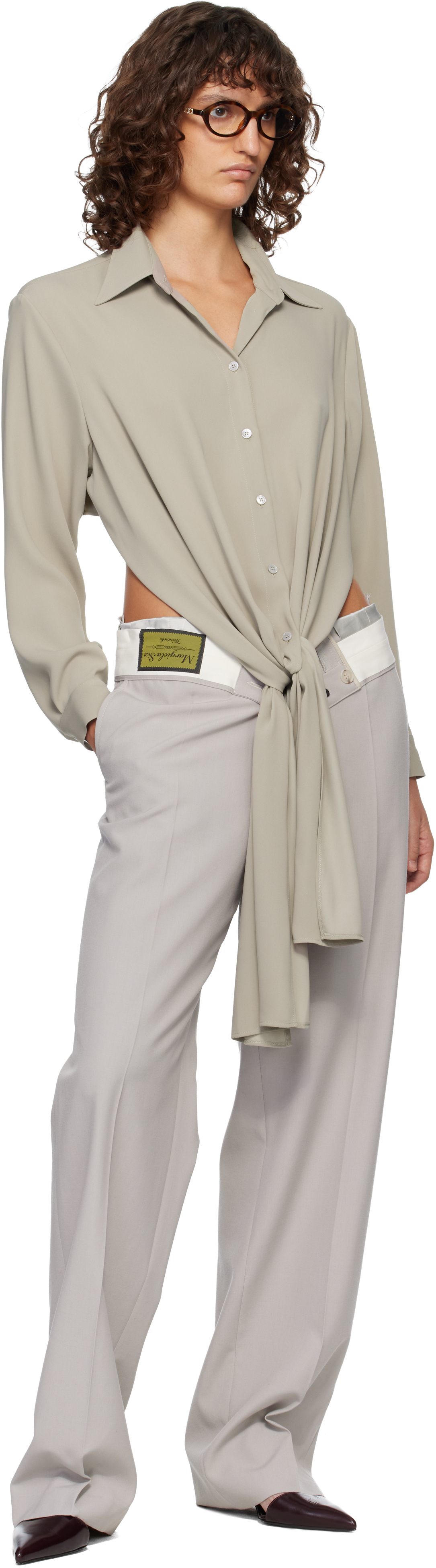 Gray Reverse Waistband Trousers
