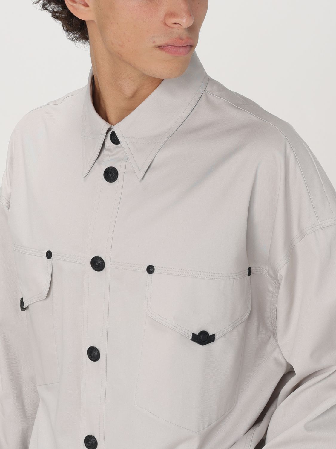 Press-stud cotton shirt - Grey