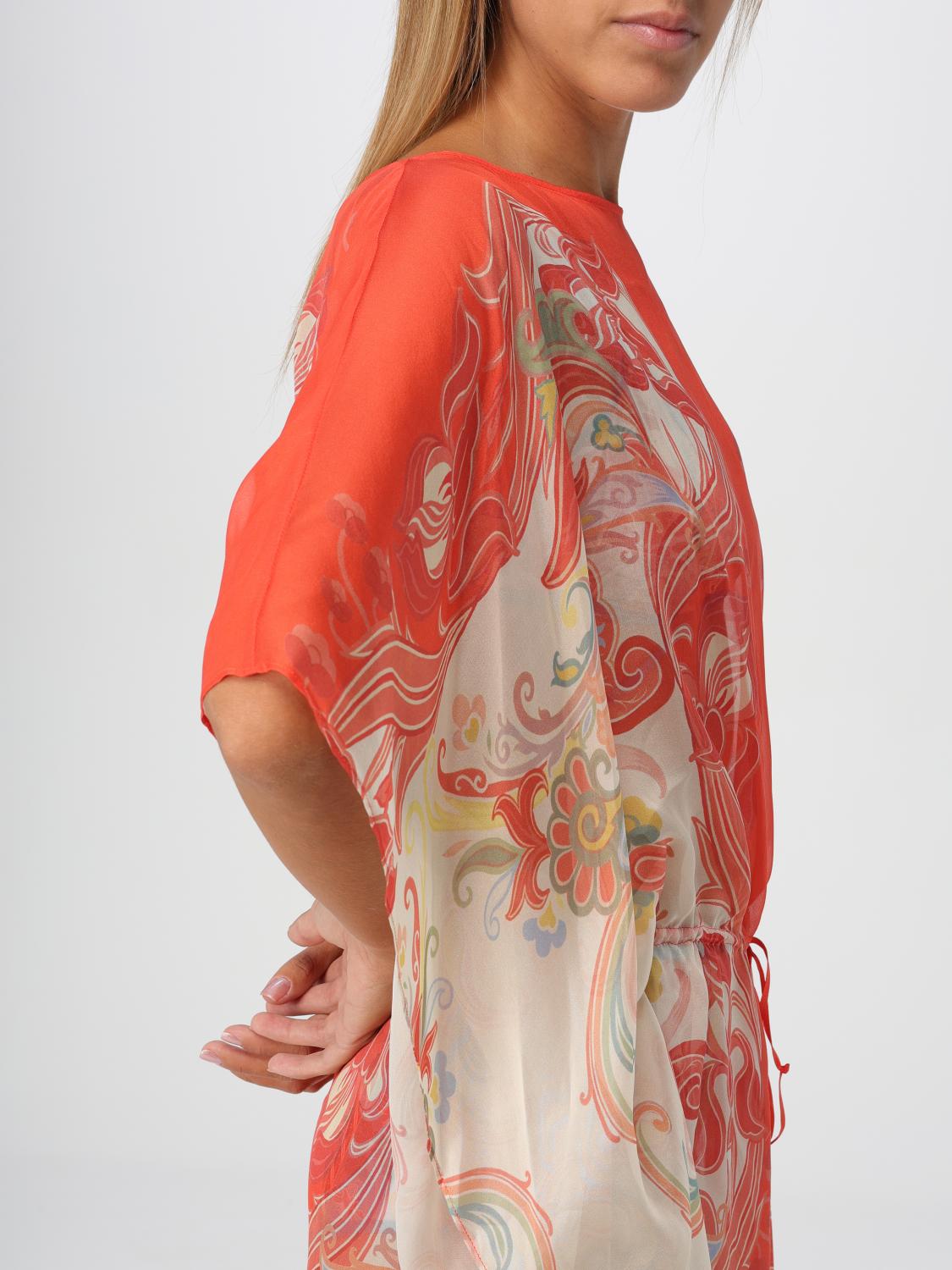Paisley-print silk kaftan dress - Red