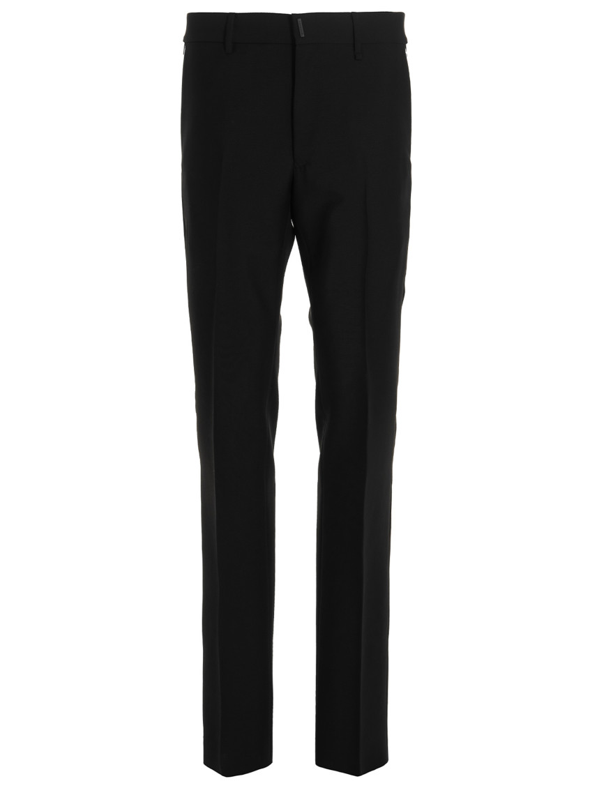 -Mohair Wool Pantaloni Nero-Uomo