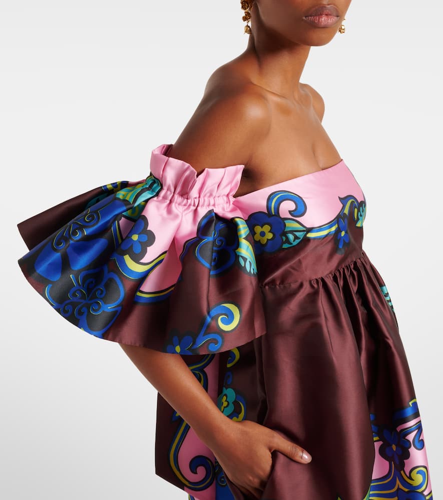 Alémais Floral off-shoulder satin maxi dress