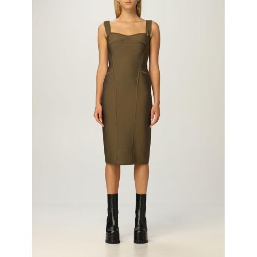 Safety pin-detail midi dress - Green