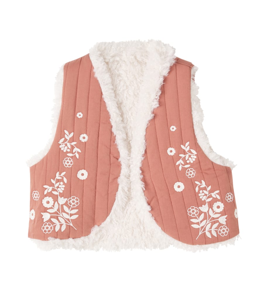 Noemie embroidered quilted cotton vest