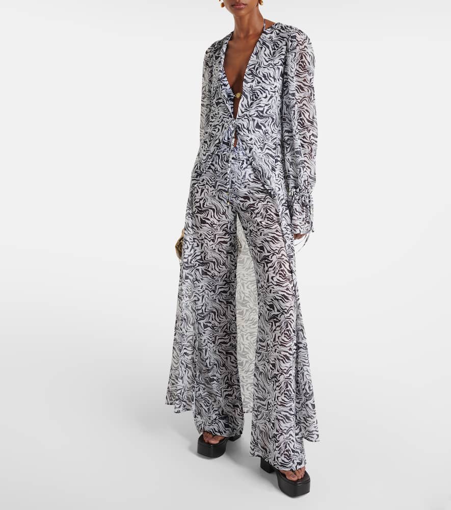 Zebra-print chiffon beach cover-up