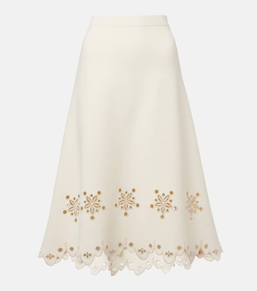 Melly scalloped crepe midi skirt