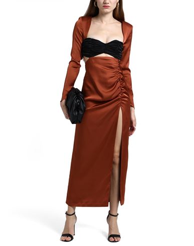 Woman Maxi dress Tan Size 4 Polyester, Elastane