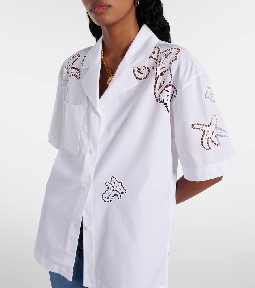 Embroidered cotton poplin bowling shirt