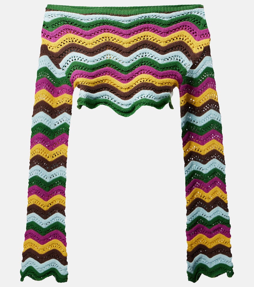 Helena striped cotton-blend crop top