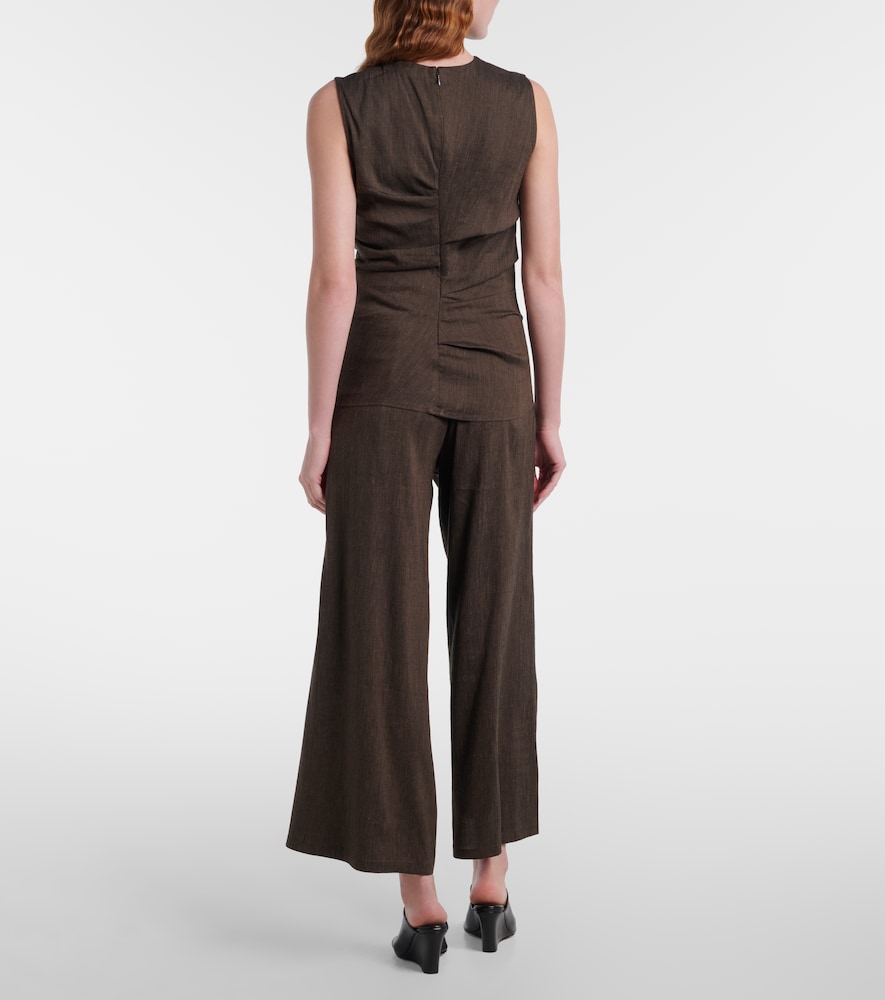 Calla linen-blend wide-leg pants