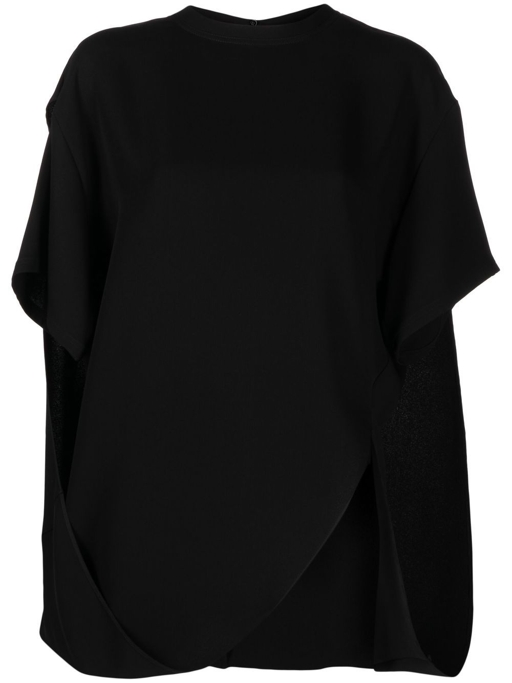 Valentino Garavani drape-detail asymmetric T-shirt - Black