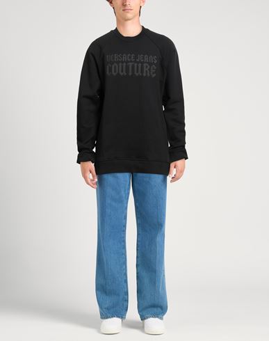 Man Sweatshirt Black Size L Cotton, Elastane