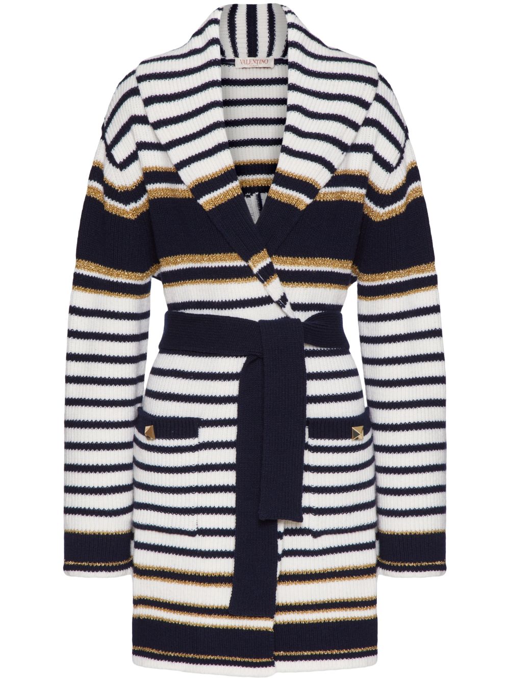 Striped lurex cardi-coat - White