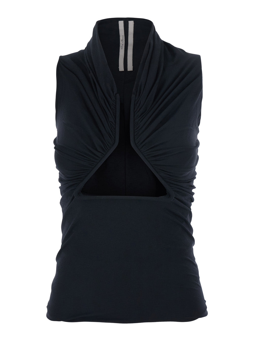 Ruched Nylon Tank Top — Black
