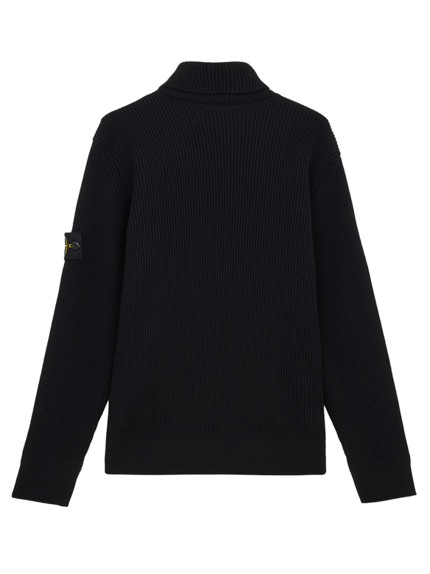 Ribbed Wool Turtleneck Pullover