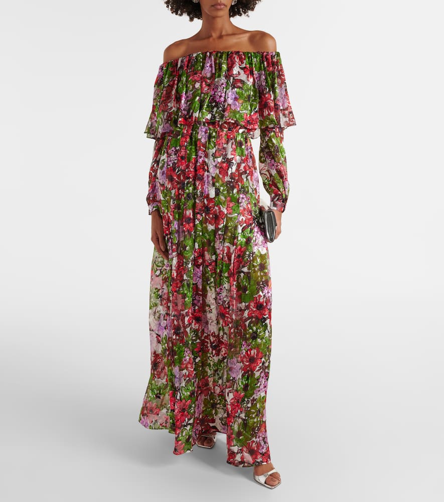 Floria devoré silk-blend chiffon gown