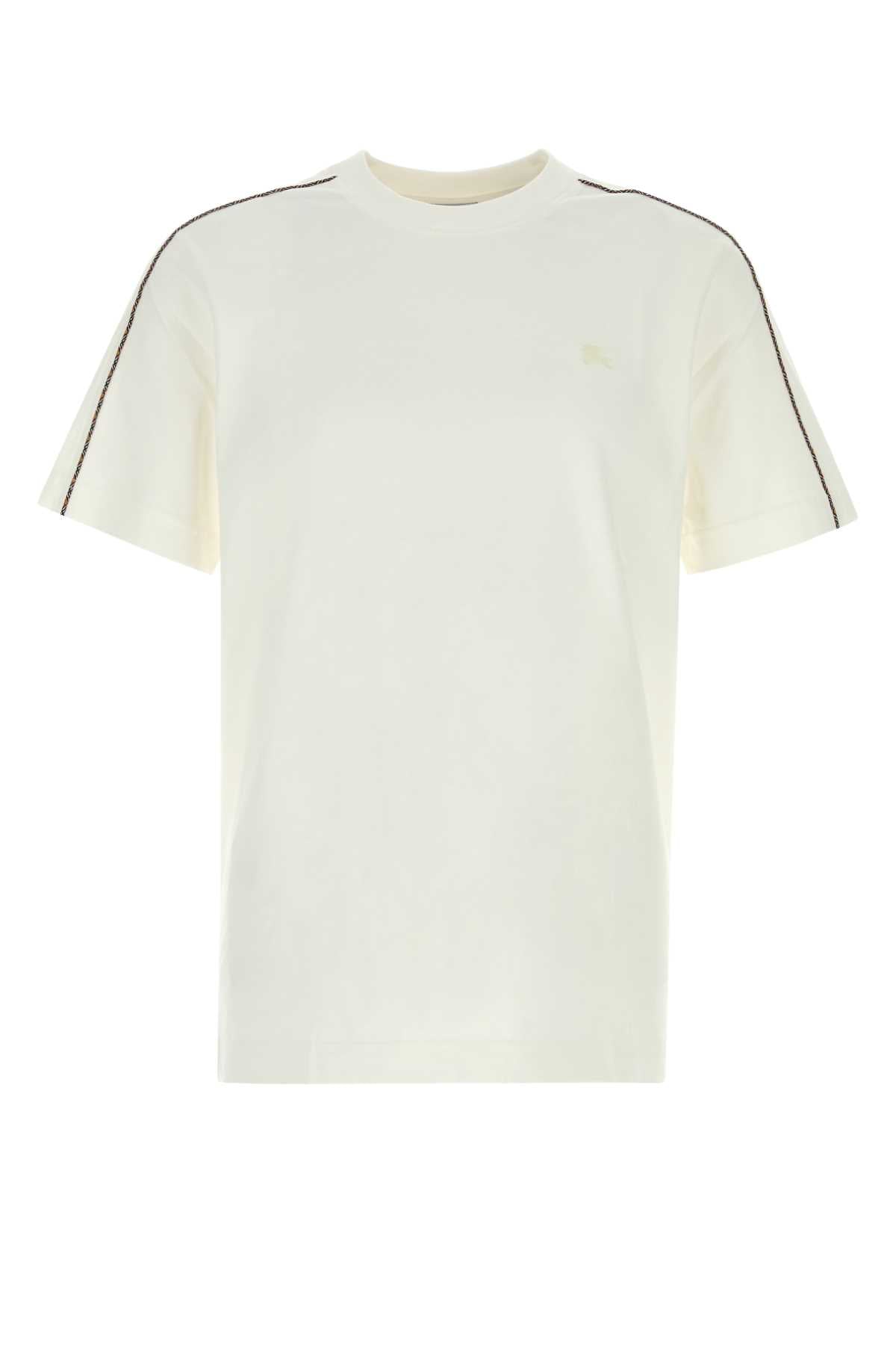Striped-Sleeve Cotton T-Shirt — White