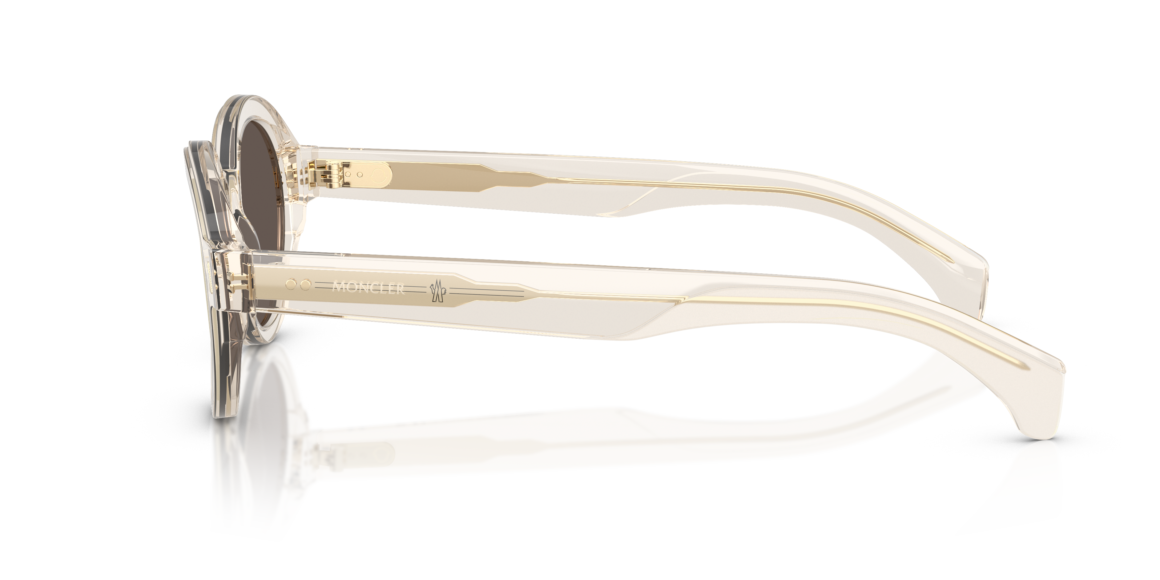 Moncler Unisex Moncler ME6003 RONDOSA 30035A Gafas de sol Acetato Blanco Marrón Redonda Espejo