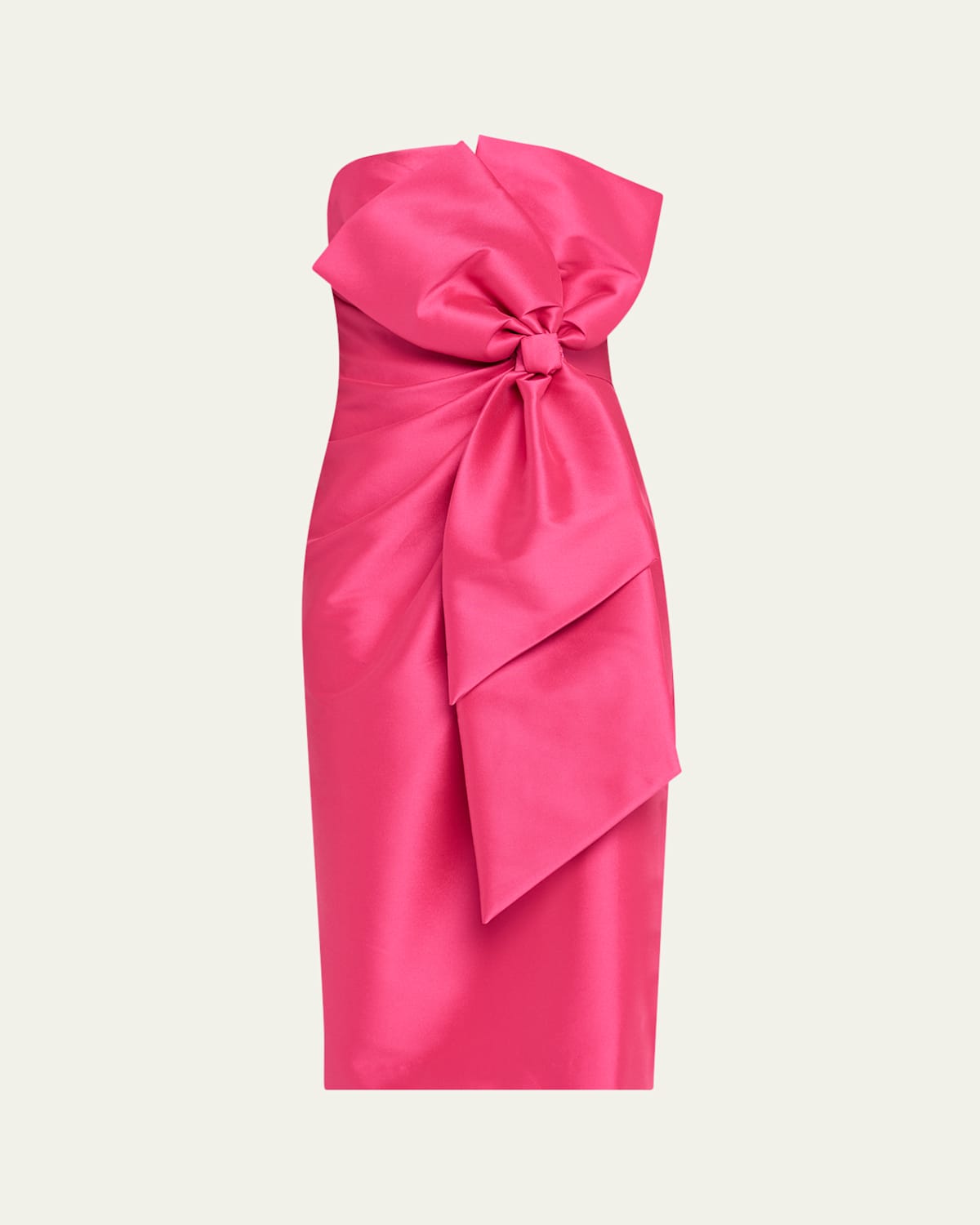 Strapless Bow-Front Mikado Midi Dress