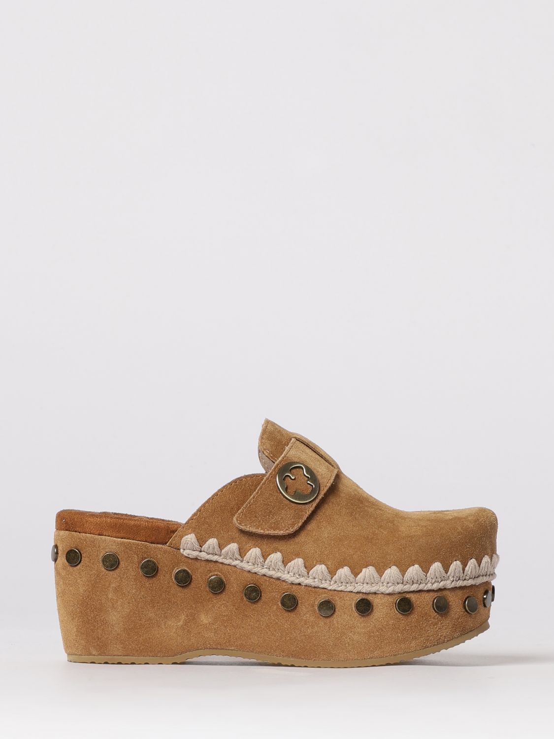 70mm stud-embellished platform mules - Neutrals