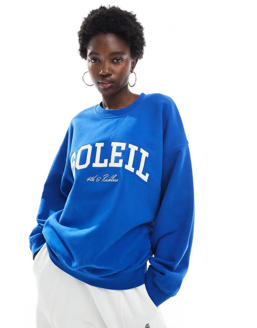 Soleil embroidered logo sweatshirt in cobalt blue