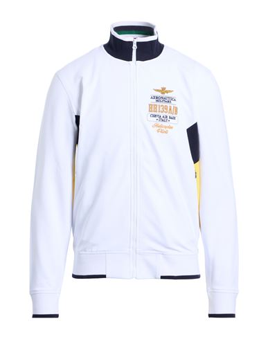 Man Sweatshirt White Size L Cotton, Elastane