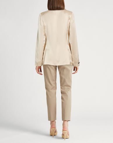 Woman Blazer Cream Size 6 Viscose, Linen