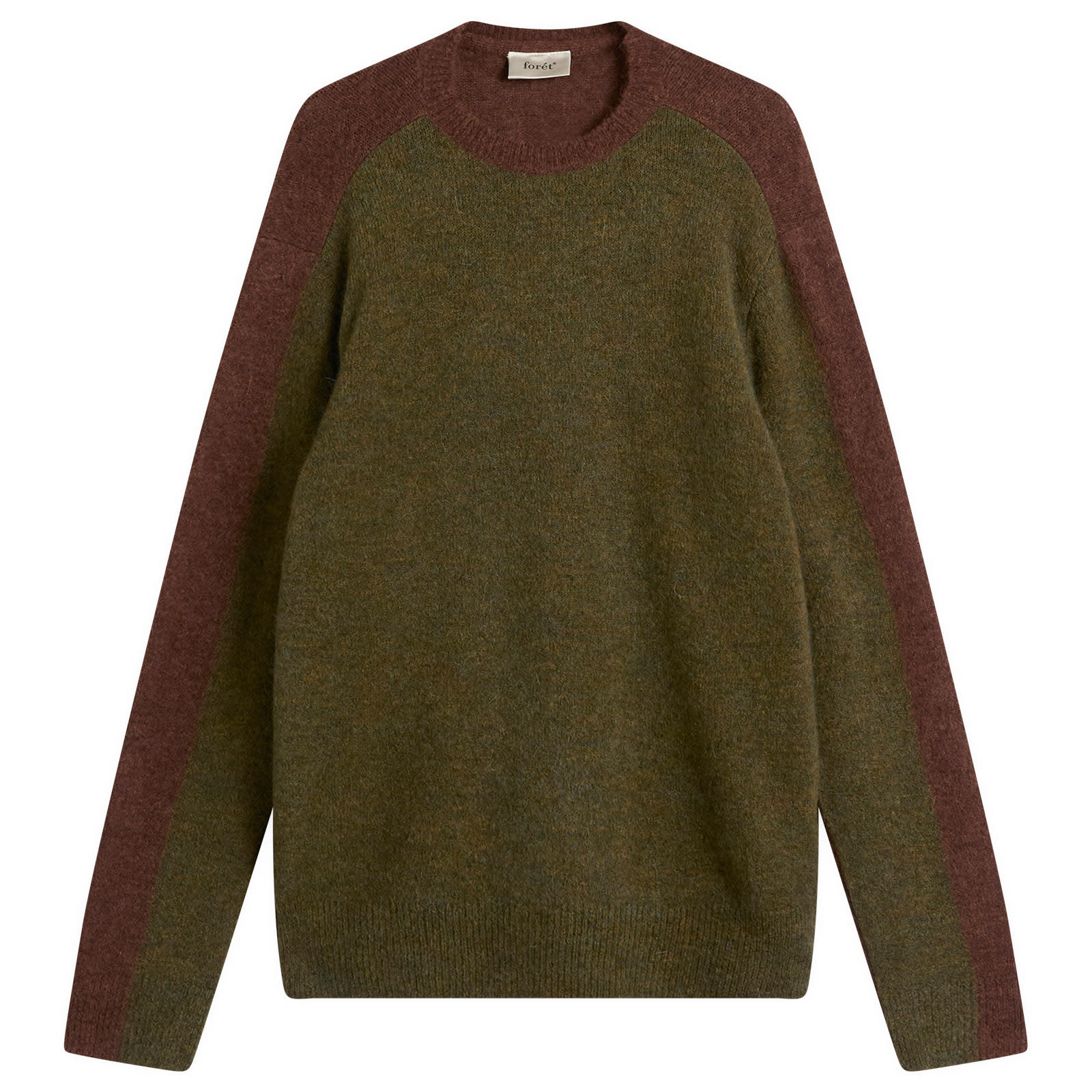 Men's Alpine Conrast Crew Neck Jumper in Army/Brown
