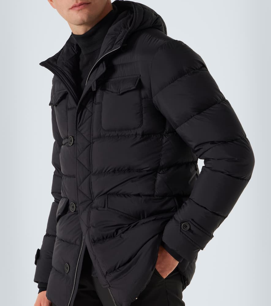 Hooded down-paneled jacket