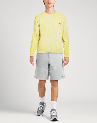 Man Sweatshirt Yellow Size S Cotton, Elastane