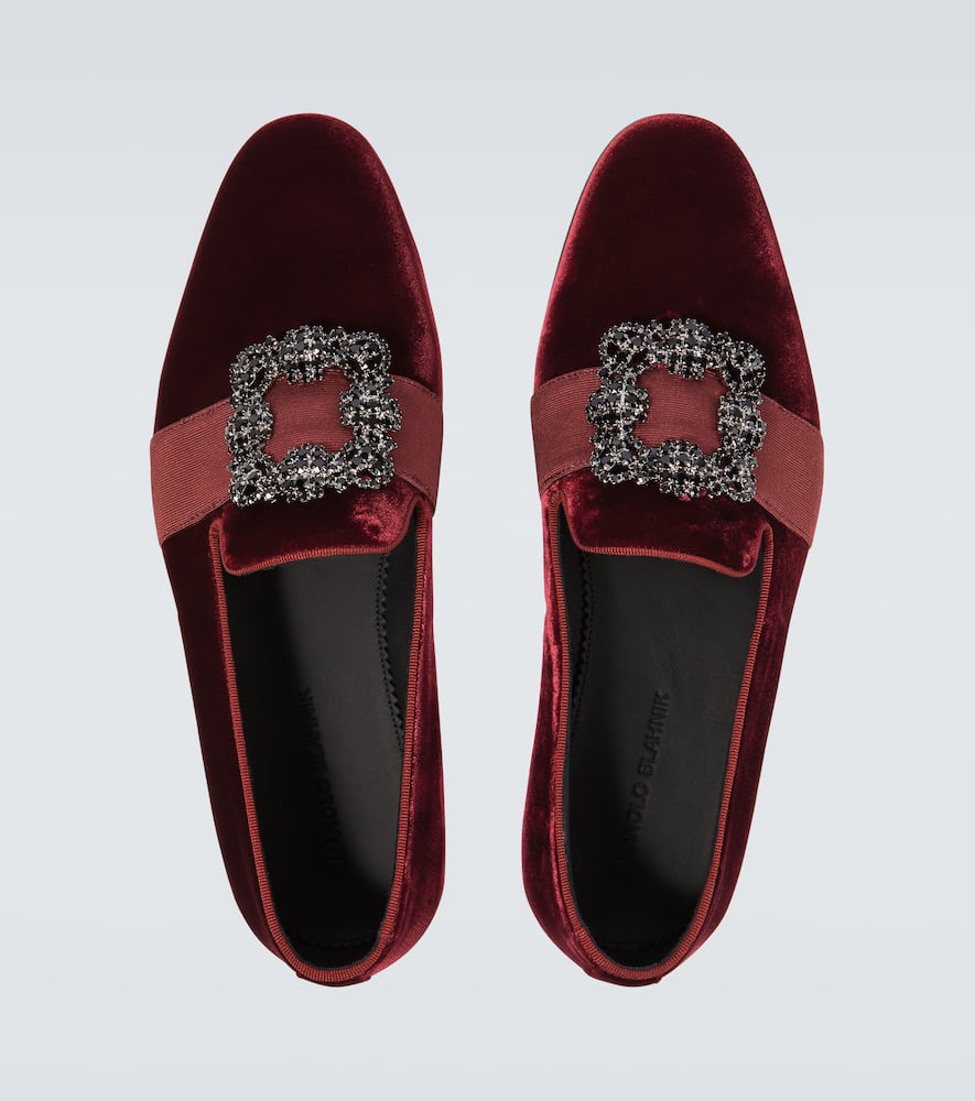 Manolo Blahnik Carlton embellished velvet loafers