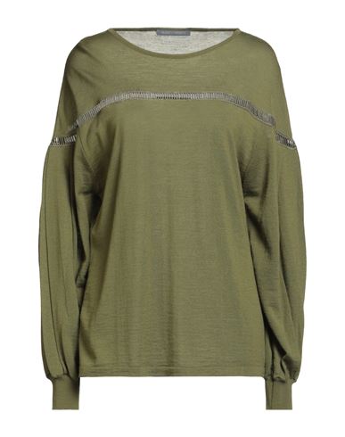 Woman Sweater Military green Size 12 Virgin Wool