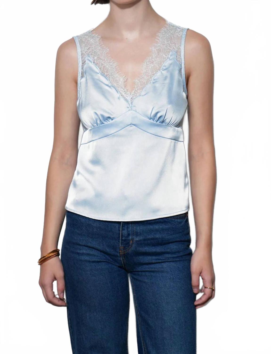 Women's Isis Lace Detail Satin Camisole In Blue