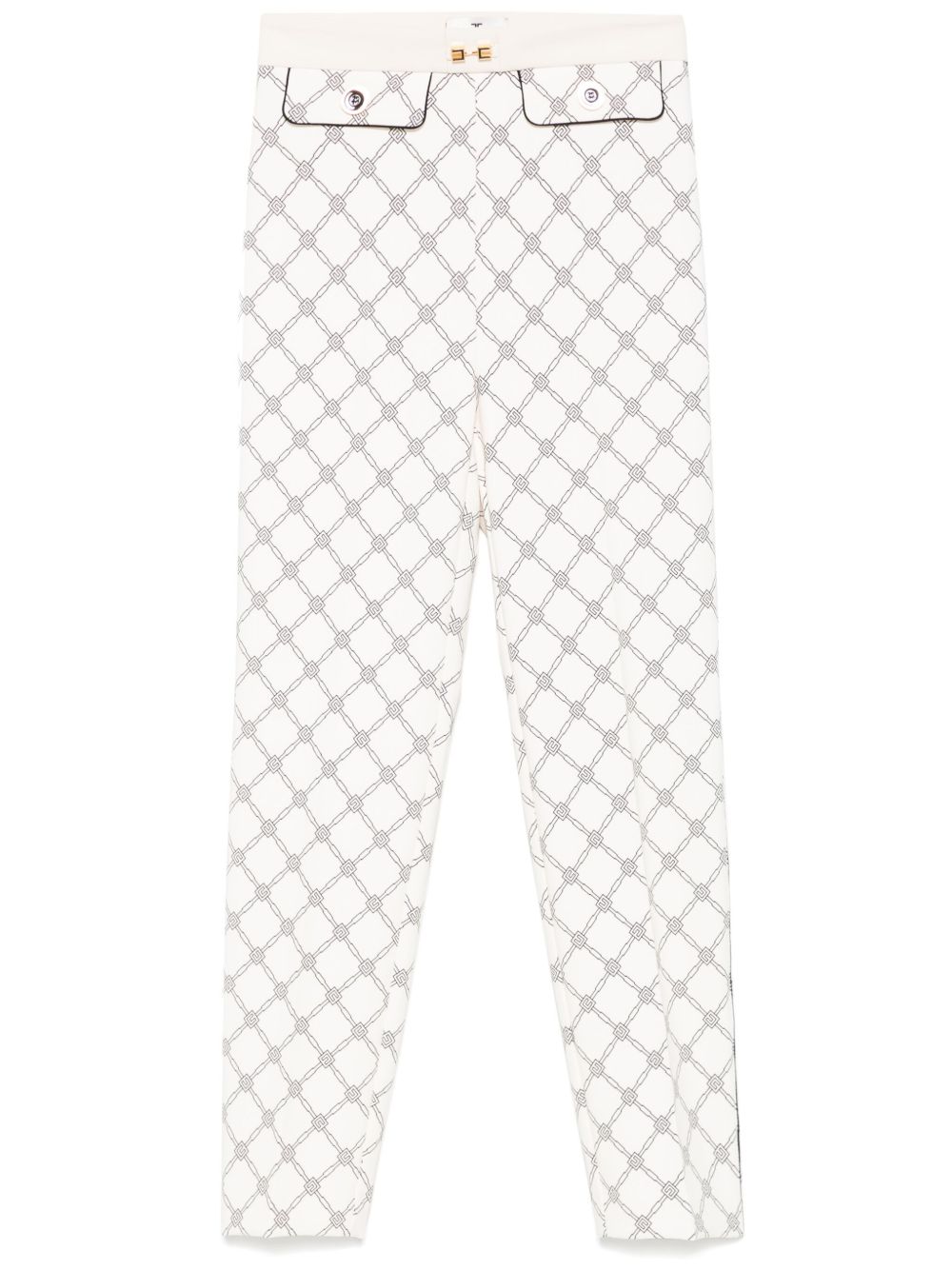 Diamond-print crepe trousers - Neutrals