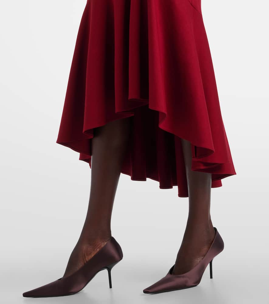 Belted tiered midi dress