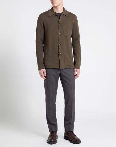 Man Cardigan Military green Size 42 Virgin Wool