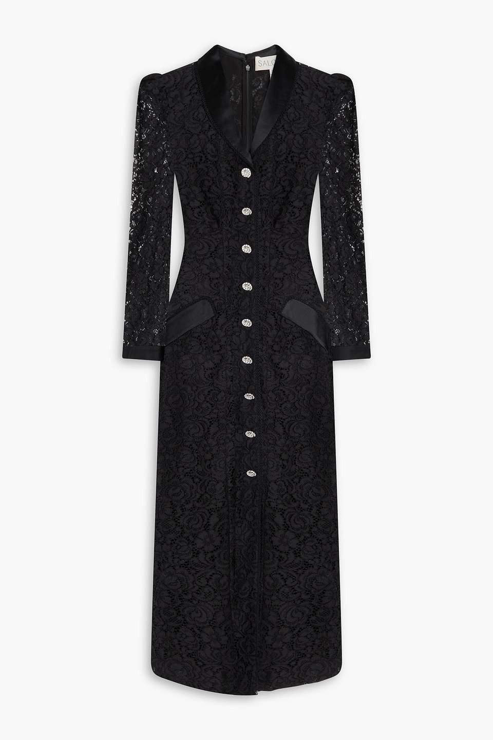 Lulu corded lace midi dress - Black - UK 4
