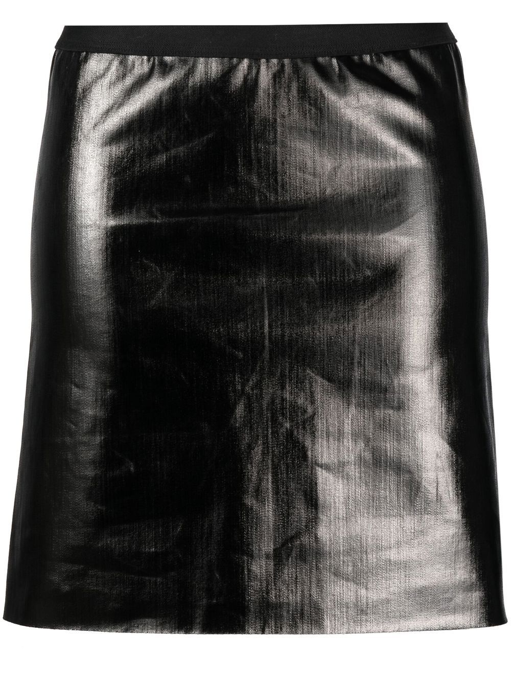 Glossy-finish short skirt - Black