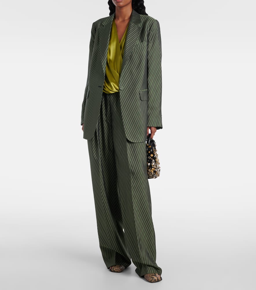 Striped high-rise wide-leg pants