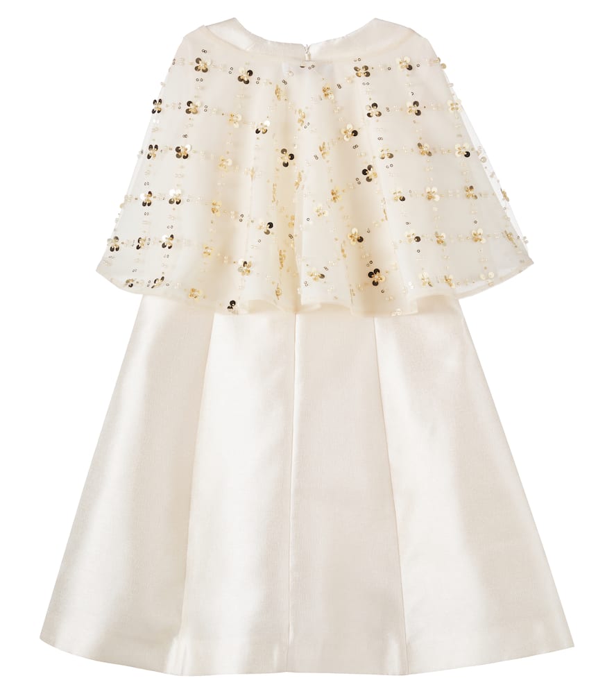 Caped sequined satin dress