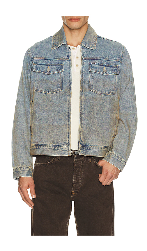 Obey Base Trucker Jacket in Heavy Vintage Light Indigo. L also in S, XL/1X