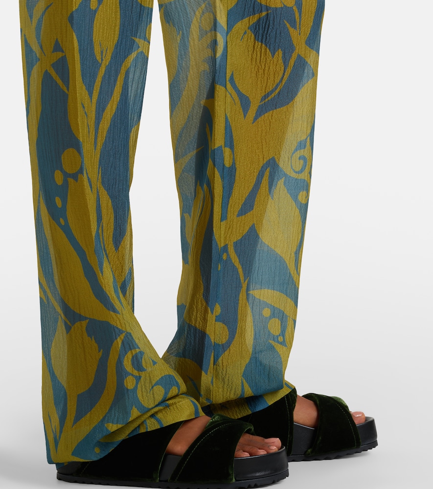 Pachas printed silk straight pants