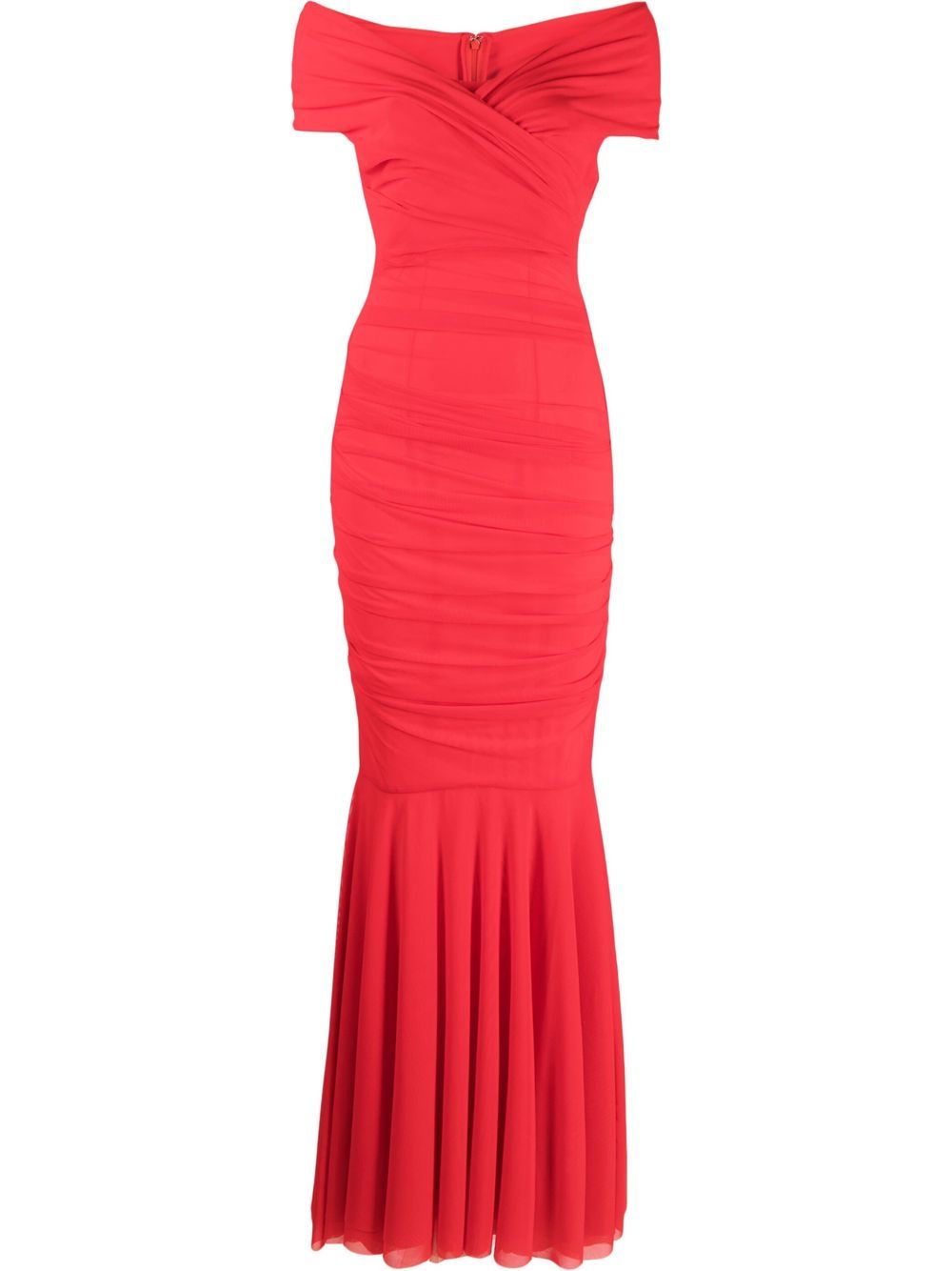 Ruched-detail fitted dress - Red