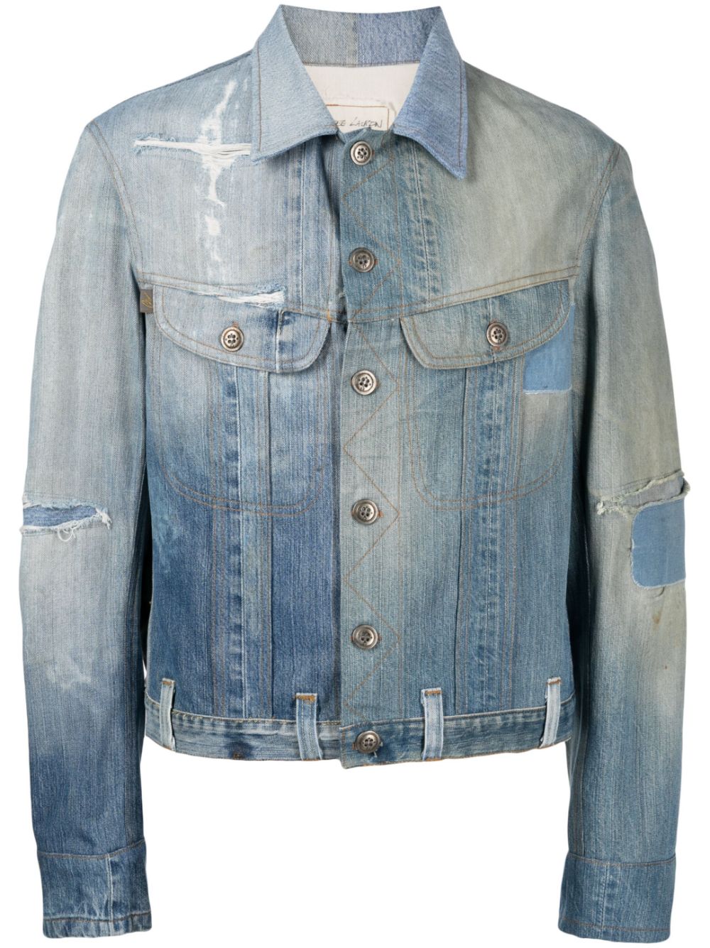 Distressed-effect denim jacket - Blue