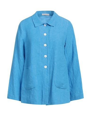 Woman Jacket Azure Size 6 Linen