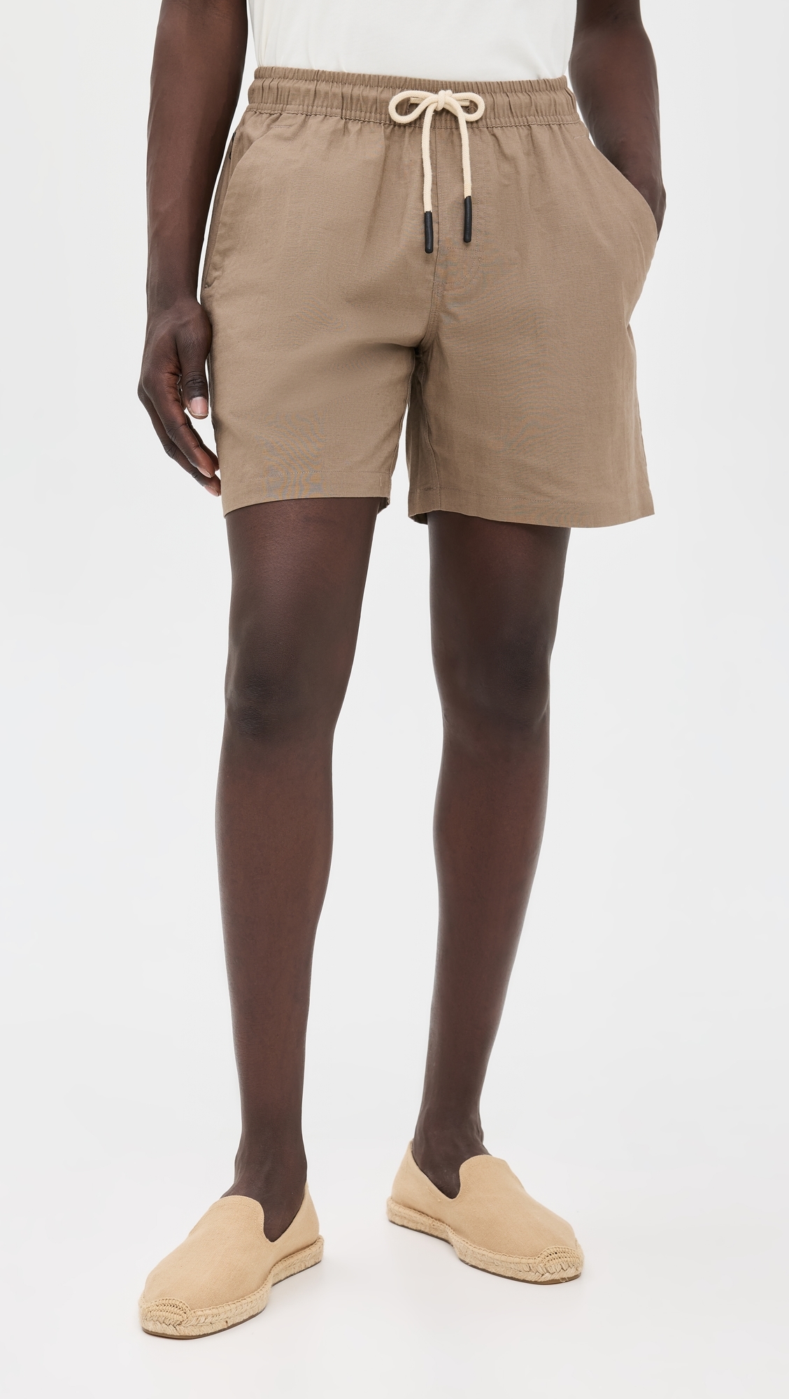 OAS Taupe Linen Shorts Brown