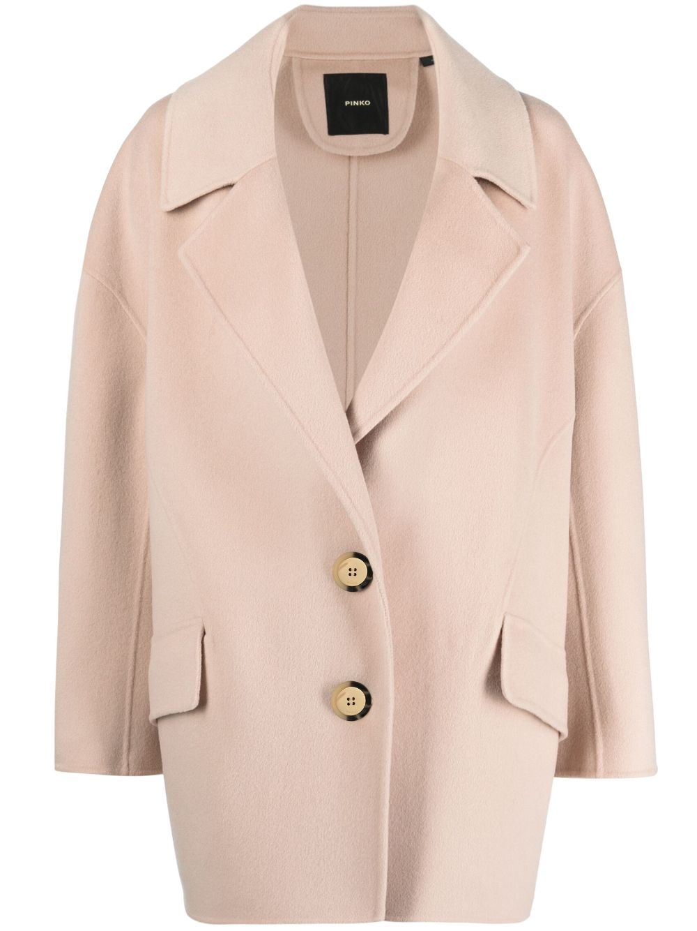 Single-breasted wool coat - Neutrals