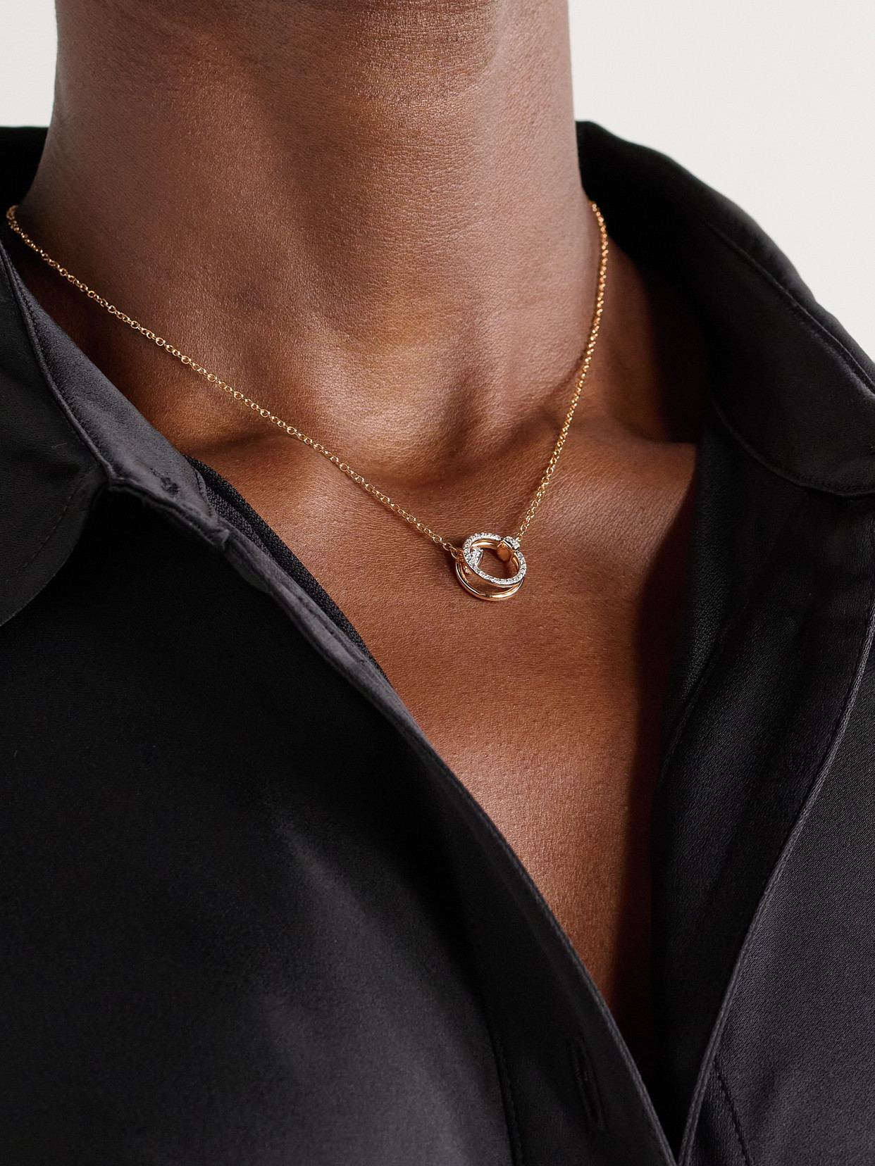 Together Rhodium-plated 18-karat Rose Gold Diamond Necklace - One size