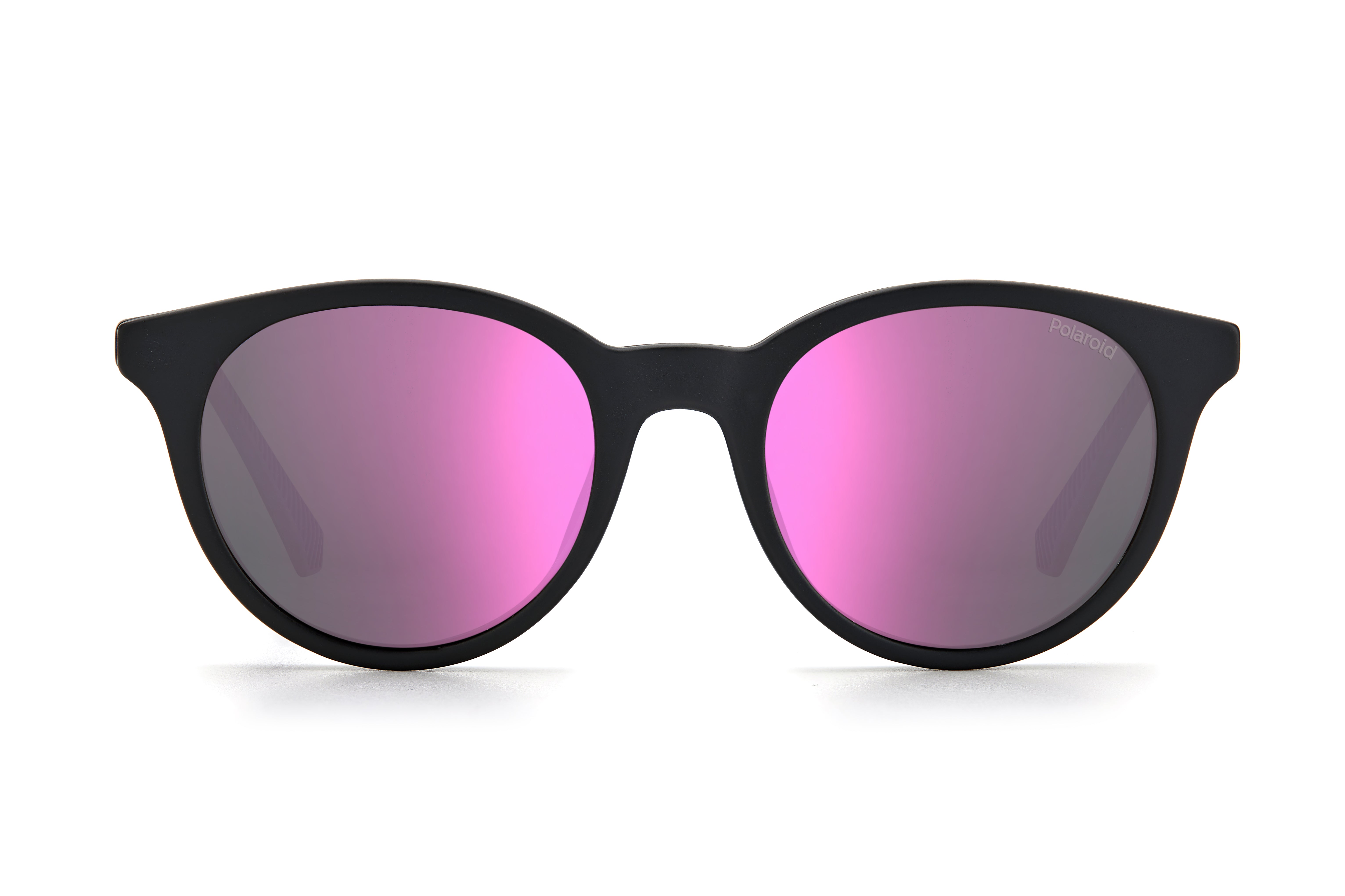 Polaroid Kind Polaroid PLD 8044/CS 5F3/AI Sonnenbrillen Plastik Schwarz-undurchsichtig Violett Rund Gespiegelt Clip-on