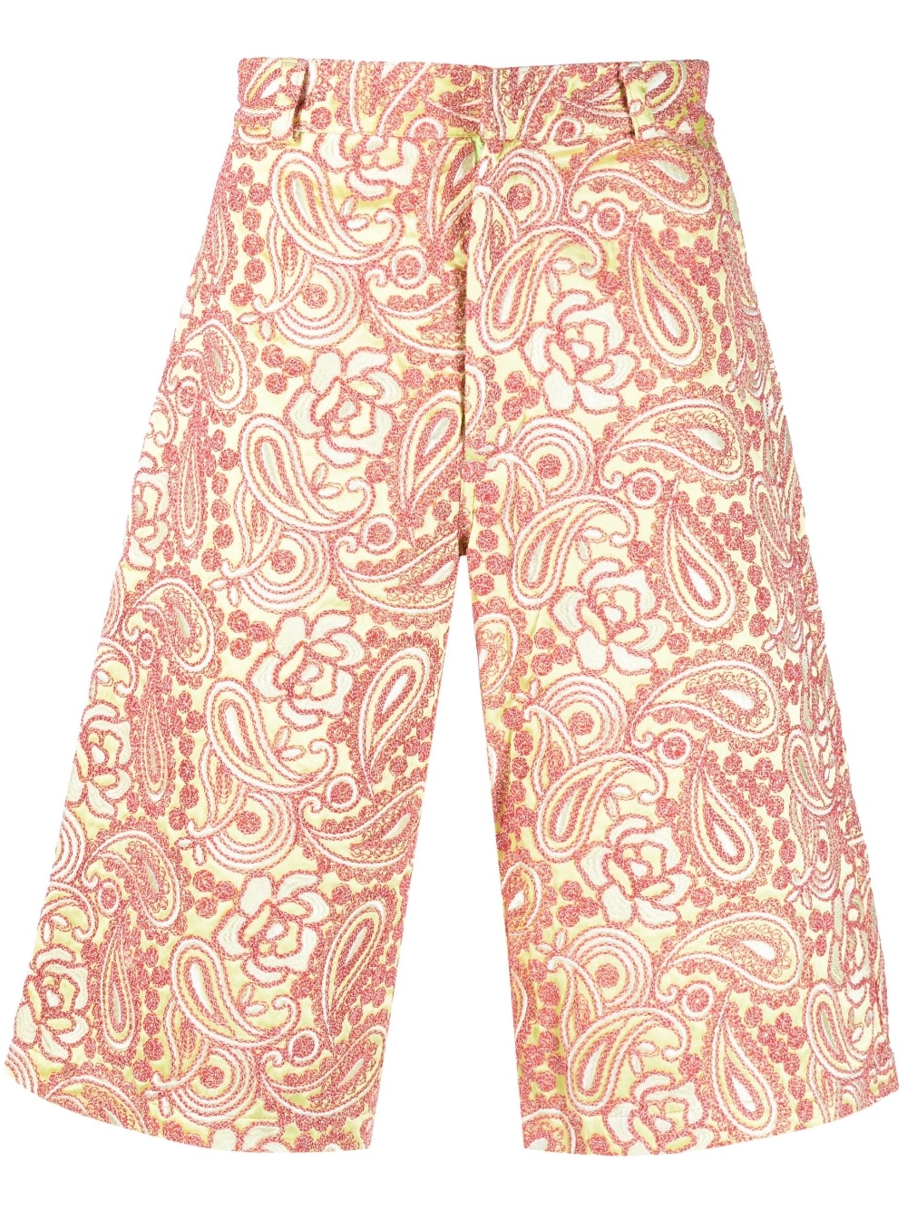 Floral Embroidered Short Trousers — Cream
